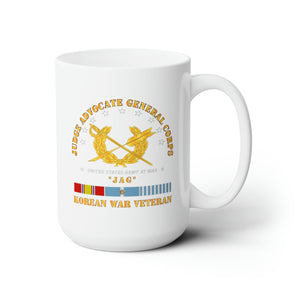 White Ceramic Mug 15oz - Army - JAG Branch w KOREAN SVC