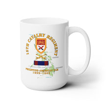 Load image into Gallery viewer, White Ceramic Mug 15oz - Army - 15th Cavalry Regiment - Phil AMerican War w PHIL WAR SVC
