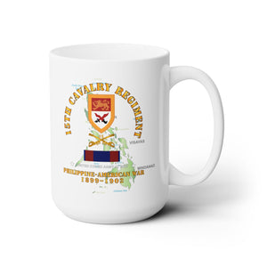 White Ceramic Mug 15oz - Army - 15th Cavalry Regiment - Phil AMerican War w PHIL WAR SVC