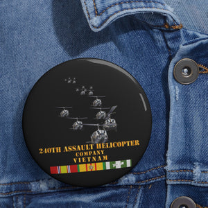 Custom Pin Buttons - 240th Assault Helicopter Co w VN SVC V1