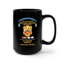 Load image into Gallery viewer, Black Mug 15oz - 8th Infantry Division Scroll - 1st Bn, 83rd Field Artillery Regiment - Baumholder Germany - Cold War Vet w COLD SVC X 300
