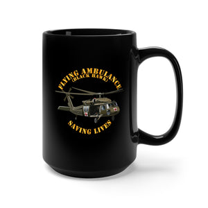 Black Mug 15oz - Flying Ambulance - Black Hawk - Saving Lives