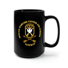 Load image into Gallery viewer, Black Mug 15oz - JFK Special Warfare Center - School SSI w Branch - Veteran wo Backgrnd

