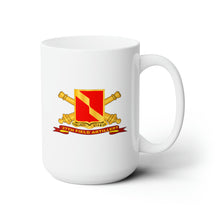 Load image into Gallery viewer, White Ceramic Mug 15oz - Army - 27th Field Artillery w Br - Ribbon
