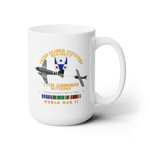 Load image into Gallery viewer, White Ceramic Mug 15oz - Army  - 193rd Glider Infantry Regiment w Towed Glider w WWII w EUR SVC
