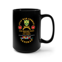 Load image into Gallery viewer, Black Mug 15oz - Army - Gulf War Combat Vet - 18th MP Brigade - VII Corps w GULF SVC
