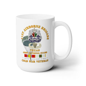 White Mug 15oz -  Army - 1st Airborne Brigade - TXARNG - Cold War Veteran w COLD SVC  X 300