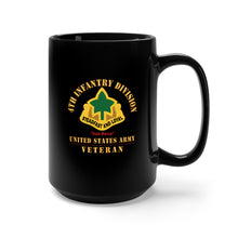 Load image into Gallery viewer, Black Mug 15oz - Army - DUI - 4th Infantry Division - Iron Horse - US Army Veteran X 300
