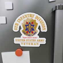 Load image into Gallery viewer, Die-Cut Magnets - Army - DUI - 6th Infantry Division - Sight Seein' Sixth - US Army Veteran X 300
