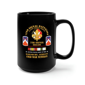 Black Mug 15oz - Army - 72nd Signal Bn, 516th Signal Gp, 7th SIgnal Bde, Karlsruhe, Germany w COLD SVC X 300