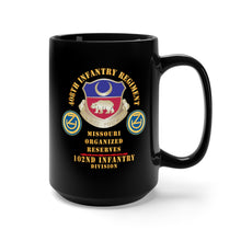 Load image into Gallery viewer, Black Mug 15oz - 408th Infantry Regiment, 102nd Infantry Div - Missouri Organized Reserves X 300
