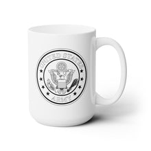 Load image into Gallery viewer, White Ceramic Mug 15oz - Emblem - United States Army - BLK Stars - BW X 300
