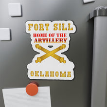 Load image into Gallery viewer, Die-Cut Magnets - Army - Fort SIll, Home of Artillery w Cassion - Gold X 300
