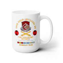 Load image into Gallery viewer, White Ceramic Mug 15oz - Army  - 49th Field Artillery Bn- 7th Inf Div -  KOREA UN SVC
