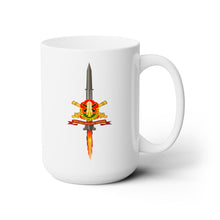 Load image into Gallery viewer, White Mug 15oz - Army - 56th Field Artillery Command - DUI w Br - Ribbon w Pershing - Firing
