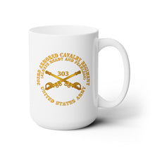 Load image into Gallery viewer, White Ceramic Mug 15oz - Army - 1st Squadron, 303rd Armored Cavalry Regiment Branch - Always Ready and Fearless - US Army X 300
