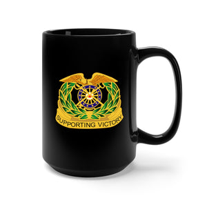 Black Mug 15oz - Army - Quartermaster Corps Regiment wo txt