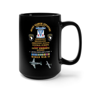 Black Mug 15oz - 401st Glider Infantry Regiment, 101st Airborne Div - Rhineland Central Eur Wwii w Eur Svc X 300