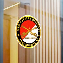 Load image into Gallery viewer, Kiss-Cut Vinyl Decals - Army - 9th Cavalry Regiment - Fort Missoula,  MT - Buffalo Soldiers w Cav Branch
