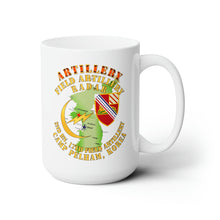 Load image into Gallery viewer, White Ceramic Mug 15oz - Army - Field Artillery Radar - 2nd Bn 17th FA Camp Pelham Korea
