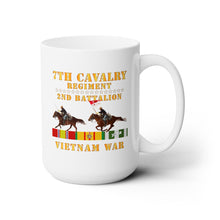 Load image into Gallery viewer, White Mug 15oz - Army - 2nd Battalion, 7th Cavalry Regiment - Vietnam War wt 2 Cav Riders and VN SVC
