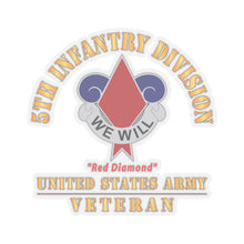 Load image into Gallery viewer, Kiss - Cut Stickers - Army - DUI - 5th Infantry Division - Red Diamond - US Army Veteran X 300
