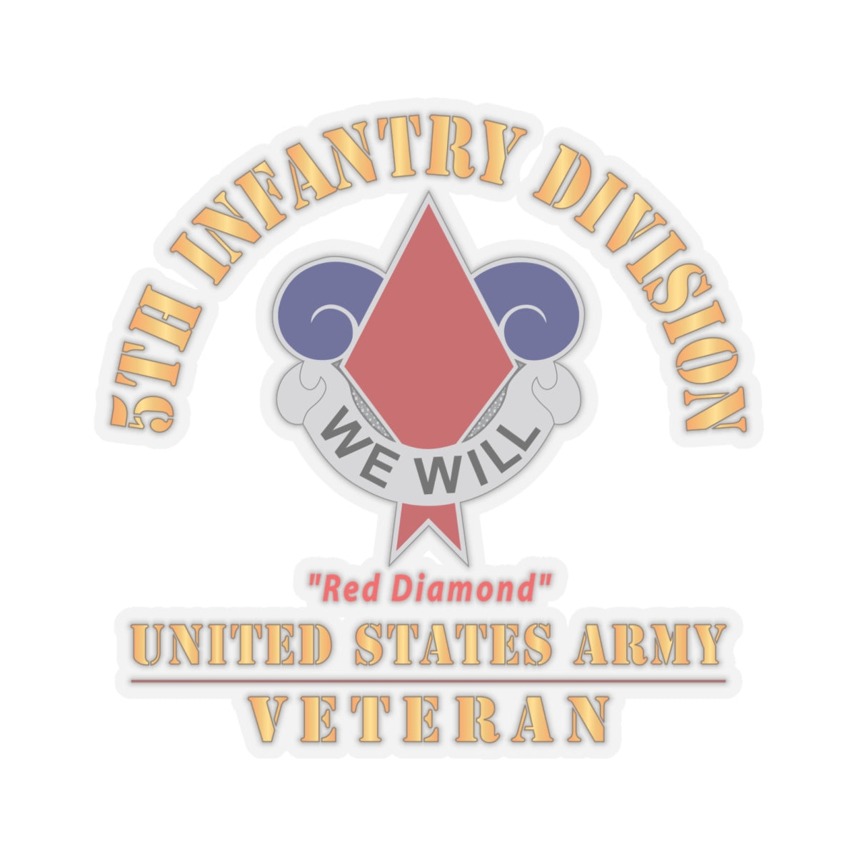 Kiss - Cut Stickers - Army - DUI - 5th Infantry Division - Red Diamond ...