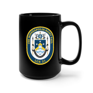 Black Mug 15oz - Navy - USS Minneapolis-Saint Paul (LCS-21) wo Txt X 300