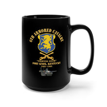 Load image into Gallery viewer, Black Coffee Mug 15oz - Army - 6th ACR w Cav Br Ft Knox Kentucky - 1981-1985 w M1 Green X 300
