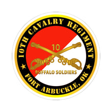 Load image into Gallery viewer, Kiss-Cut Stickers - Army - 10th Cavalry Regiment - Fort Arbuckle, OK - Buffalo Soldiers w Cav Branch
