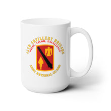 Load image into Gallery viewer, White Ceramic Mug 15oz - Army - 45th Artillery Brigade - Pride, Valor, Excellence - SSI - ARNG
