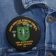 Load image into Gallery viewer, Custom Pin Buttons - SOF - 3rd Bn 10th SFG - Ft Devens MA
