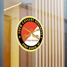 Load image into Gallery viewer, Kiss-Cut Vinyl Decals - Army - 10th Cavalry Regiment - Fort Keogh,  MT - Buffalo Soldiers w Cav Branch
