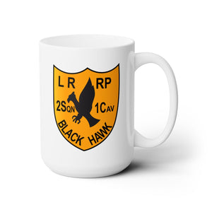 White Ceramic Mug 15oz - Army - 2nd Squadron, 1st Cav Regt  LRRP - Black Hawk