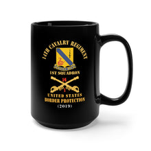 Load image into Gallery viewer, Black Mug 15oz - Army - 14th Cavalry Regiment w Cav Br - 1st Squadron - USA Border Protection - 2019 - Red Txt X 300
