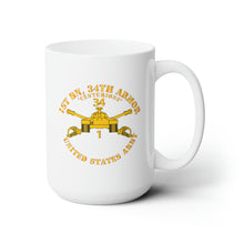 Load image into Gallery viewer, White Ceramic Mug 15oz - Army - 1st Bn, 34th Armor - Centurions  - Armor Branch
