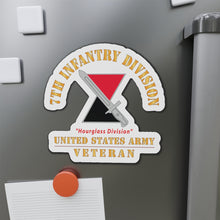 Load image into Gallery viewer, Die-Cut Magnets - Army - DUI - 7th Infantry Division - Hourglass Division - US Army Veteran X 300
