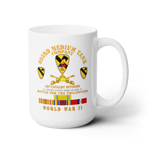 Load image into Gallery viewer, White Ceramic Mug 15oz - Army - 603rd Medium Tank Co  - 1st Cav - Phil - WWII w PAC SVC
