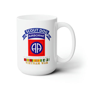 White Ceramic Mug 15oz - Army - 37th Scout Dog Platoon - 82nd Airborne Div  w VN SVC