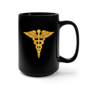 Black Mug 15oz - Medical - Medical Symbol - Caduceus