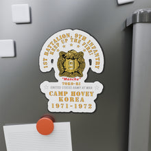 Load image into Gallery viewer, Die-Cut Magnets - Army - 1st Battalion, 9th Infantry - Manchus - Keep Up the Fire - Camp Hovey Korea - Toko-ri X 300
