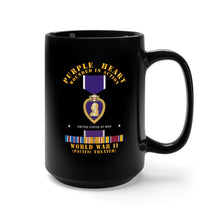 Load image into Gallery viewer, Black Mug 15oz - Purple Heart - WIA w WWII SVC w Purple Heart - Pacific
