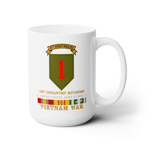 White Ceramic Mug 15oz - Army - 41st  Scout Dog Platoon 1st Infantry Div wo Top w VN SVC