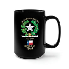 Load image into Gallery viewer, Black Mug 15oz - Texas Independence Day  - State Emblem  X 300
