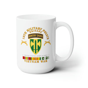 White Ceramic Mug 15oz - Army - 18th MP Brigade - Sentry Dogs Tab - Vietnam w VN SVC