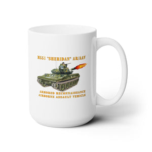 White Ceramic Mug 15oz - Army - M551 Sheridan - Firing - AR-AAV