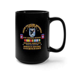 Black Mug 15oz - Power Pack - 505th PIR SSI - 82nd Airborne Division w Svc Ribbons