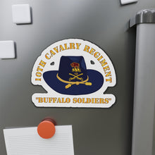 Load image into Gallery viewer, Die-Cut Magnets - 10th Cavalry Regiment w Cav Hat - Buffalo Soldiers
