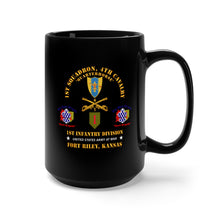 Load image into Gallery viewer, Black Mug 15oz - Army - 1st Squadron, 4th Cavalry - 1st Inf Div - Devil Bde - Ft Riley, KS X 300
