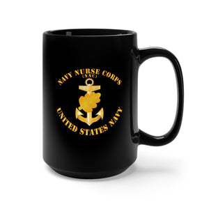 Black Mug 15oz - Navy - Navy Nurse Corps Pin w Txt